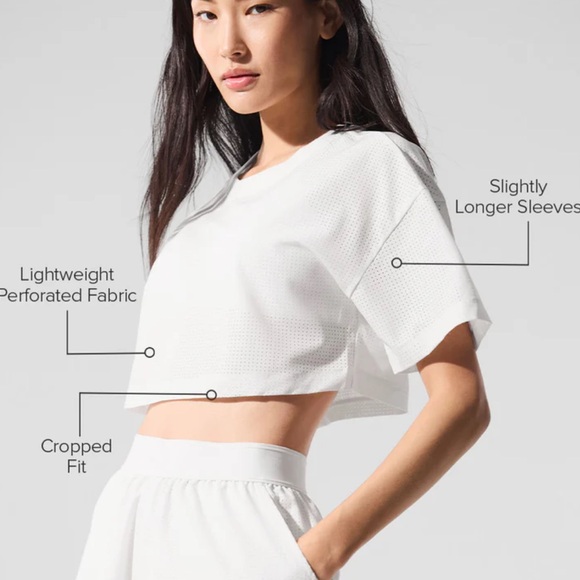 ALO Yoga Mesh Cropped Mirage Tee - Picture 8 of 11